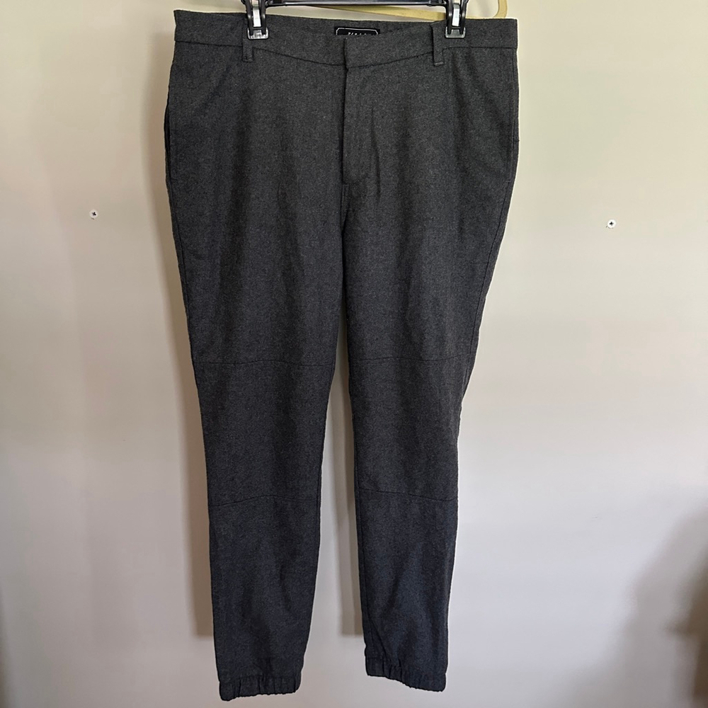 21 Men Gray Wool Blend Dress Pants XL Lined Elastic Cuff Business Casual